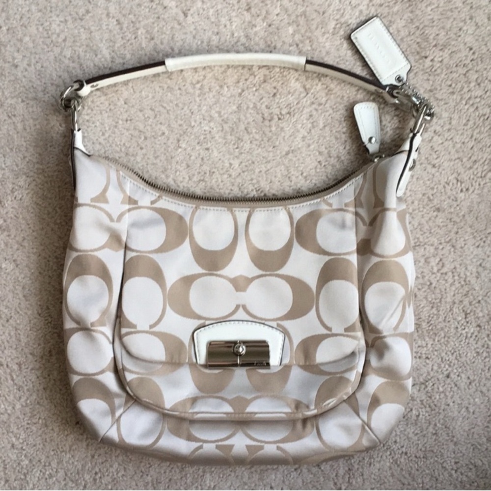 Coach Kristin Signature Shoulder Handbag Hobo Purse (Champagne)